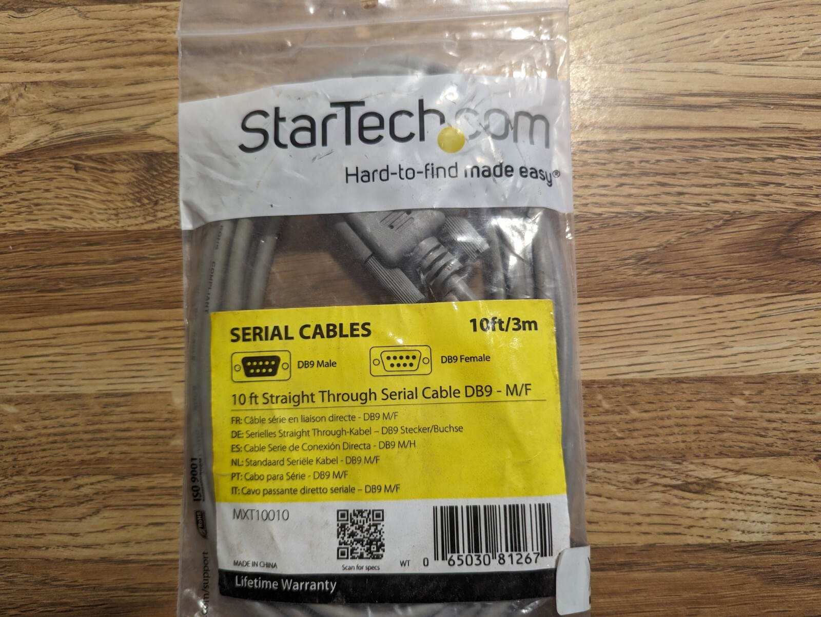 Startech 10 Ft Straight Through Serial Cable DB9 MXT10010