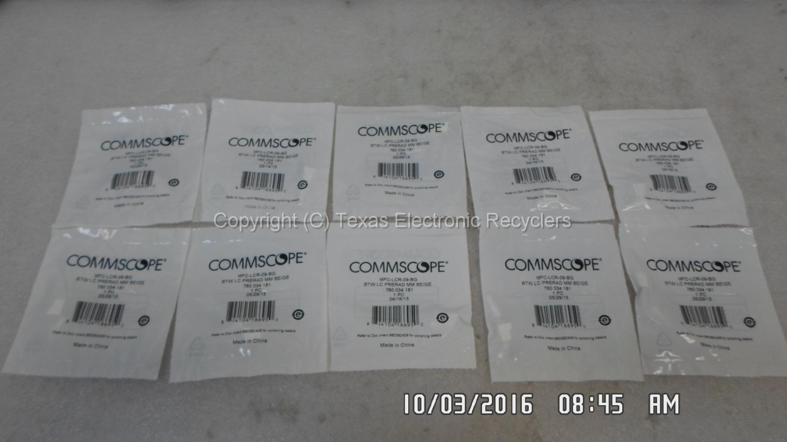 Qty 10 - Commscope MFC-LCR-09-BG BTW LC PRERAD MM Beige 760 034 181