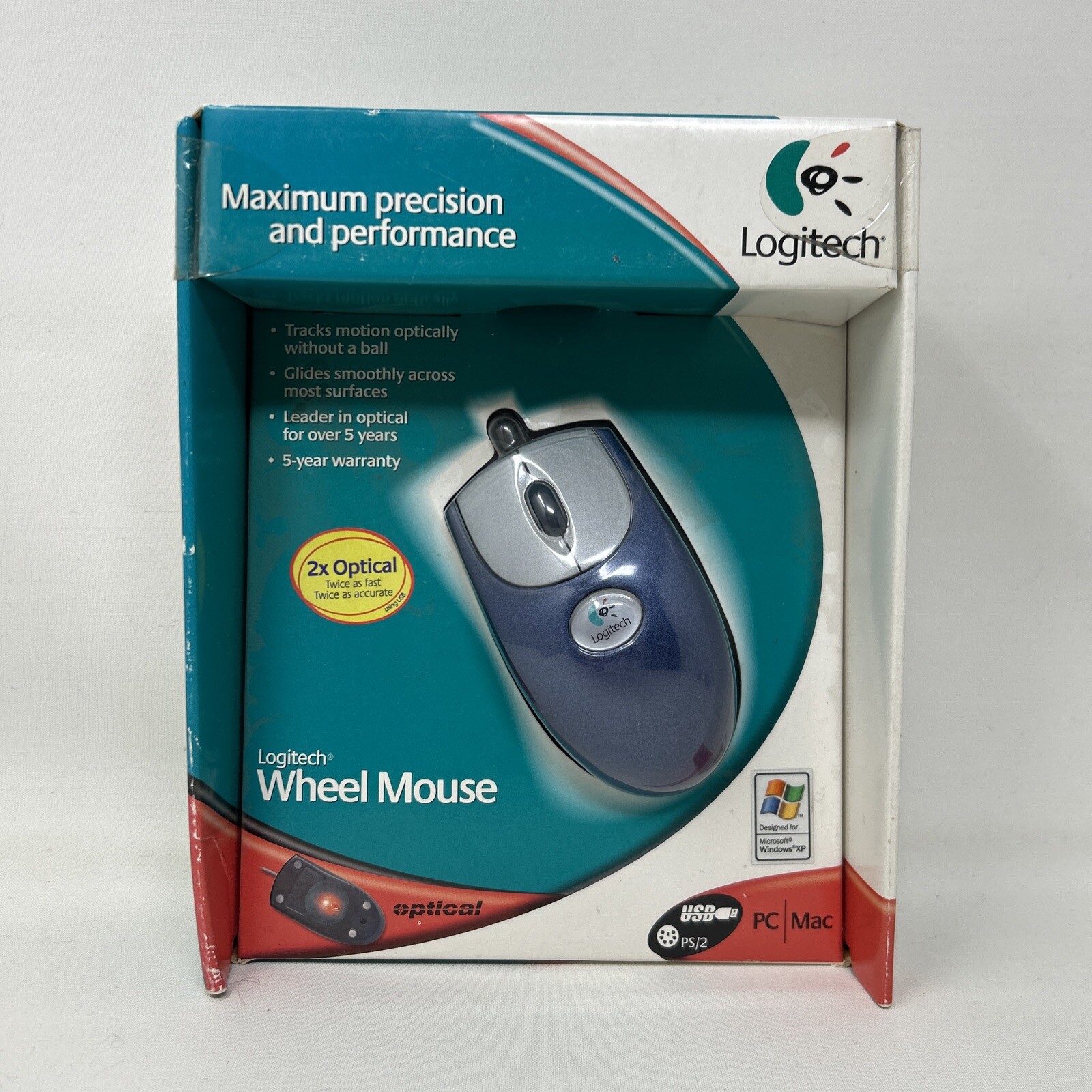 LOGITECH 2X Optical Wheel Wired Mouse 930495-0403 Rare NEW SEALED