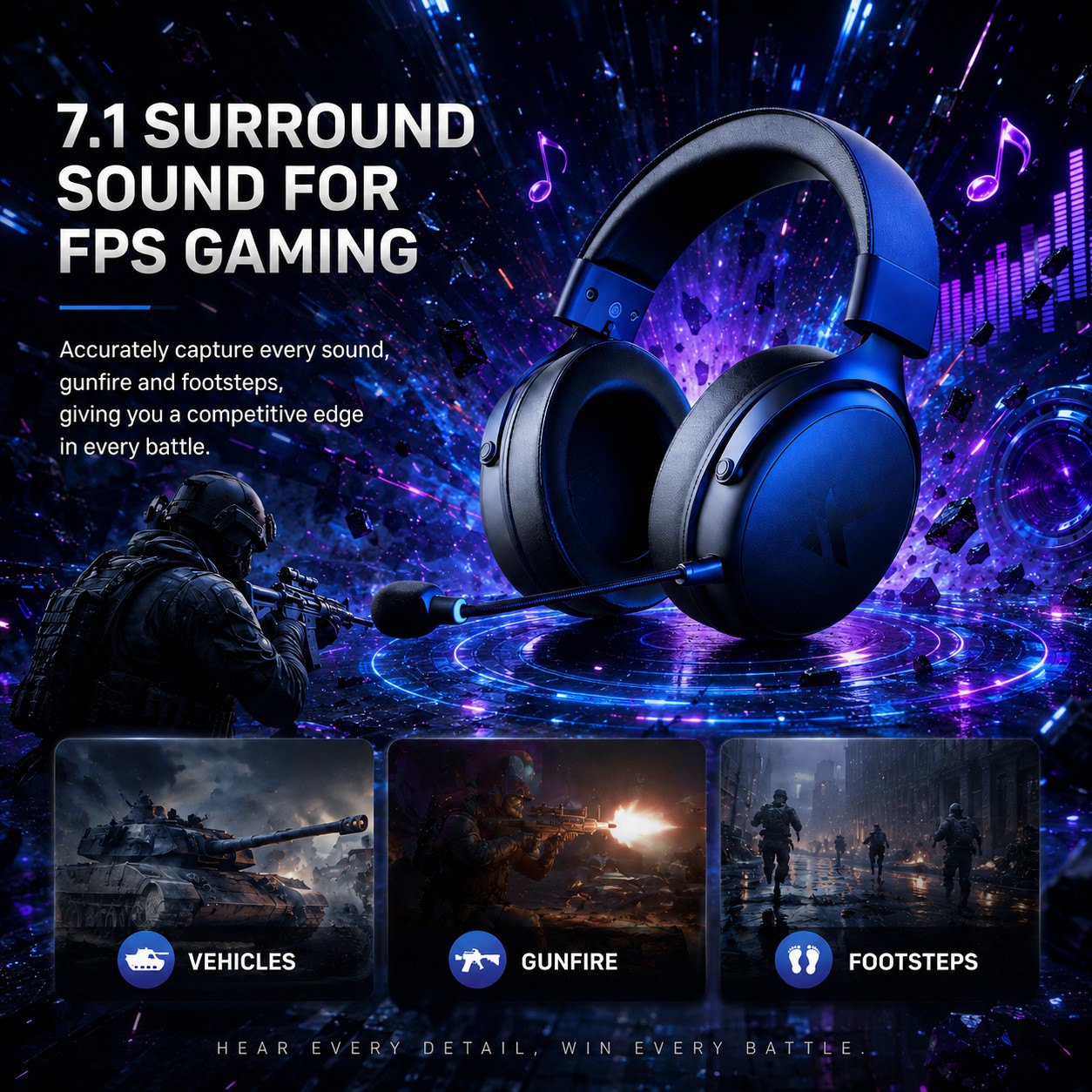 MCHOSE V9 PRO Berry Red Triple-Mode Gaming Headset with Extra-Long Battery Life 