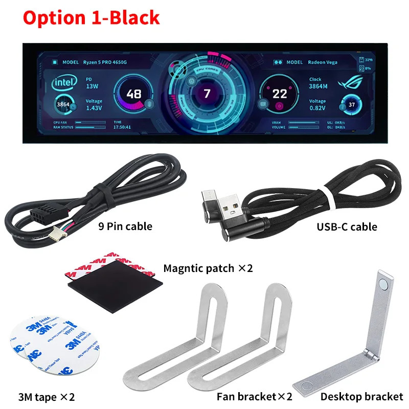8.8 Inch IPS USB Secondary Screen Type-C PH Interface Turing Smart Screen CPU GP