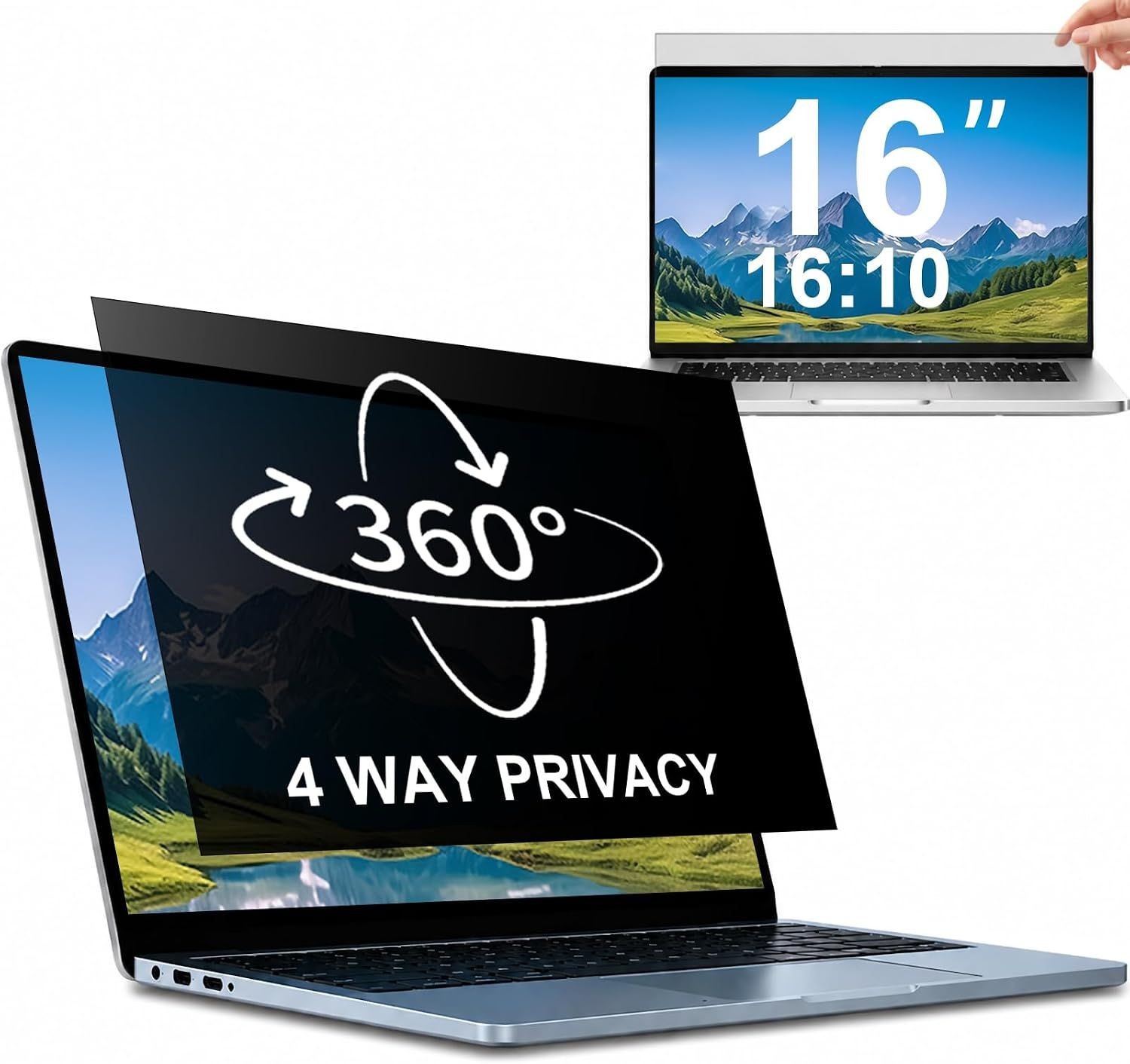 4-way 360° Laptop Privacy Screen Filter 16 Inch Anti Glare & Blue Light Filter