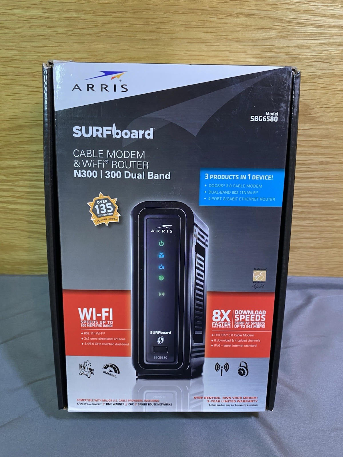 ARRIS SURFboard SBG6580 DOCSIS 3.0 Cable Modem WiFi Router Combo (Open Box)