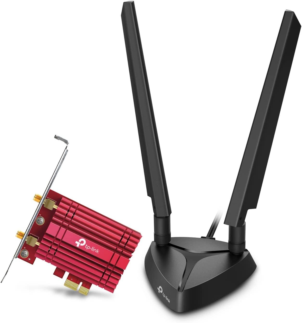 TP-Link WiFi 6E Intel AX210 AXE5400 PCIe Card for PC - Magnetic Base Red