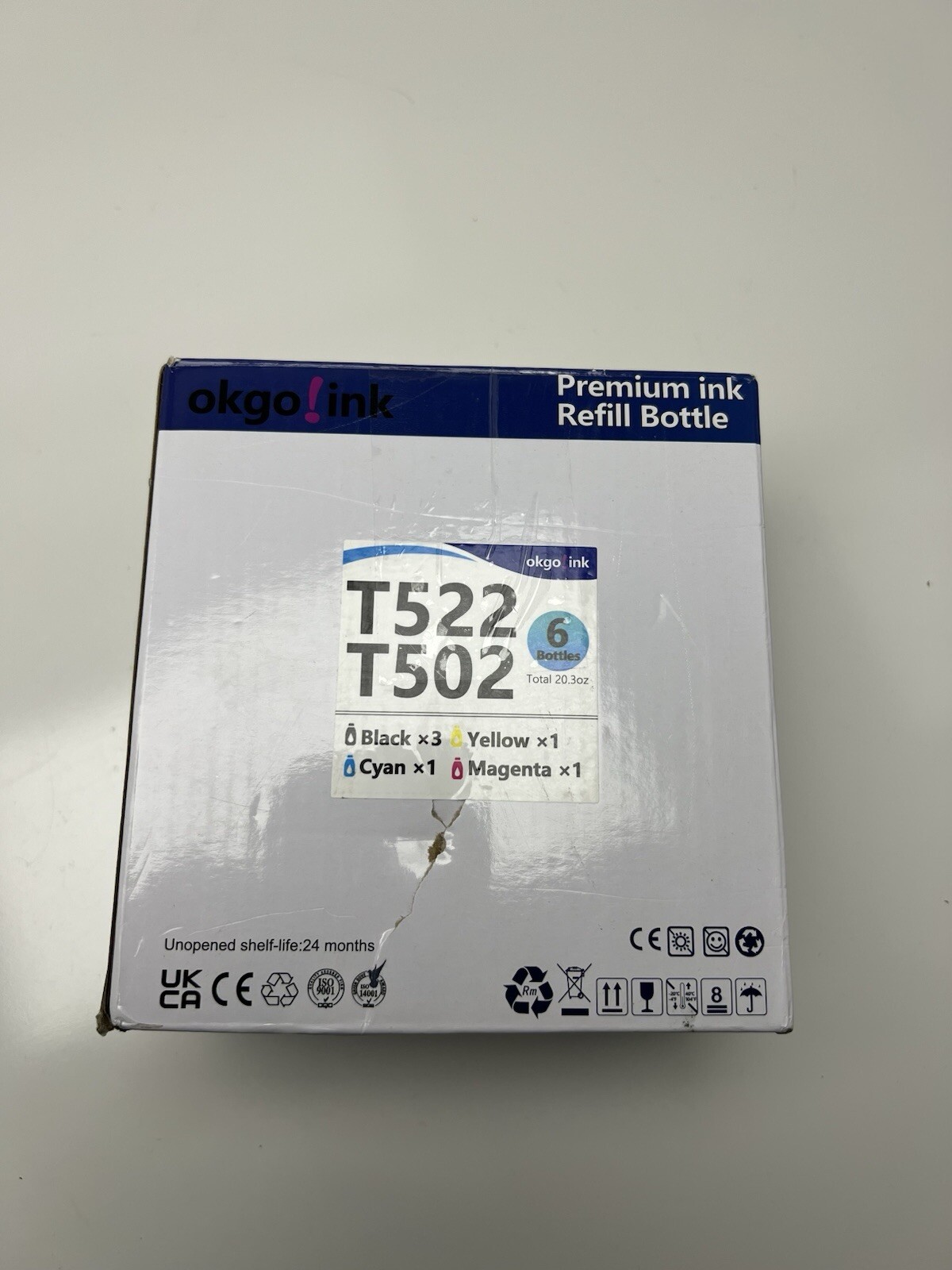 (6 Pack, 600ml) okgo T522 T502 Ink High Capacity Refill Bottles for Epson 502