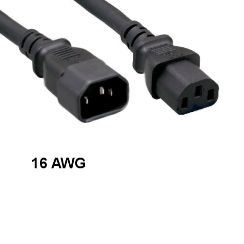 10 feet 16AWG US Standard AC Power Extension Cable IEC-60320 C13 to C14 13A/250V