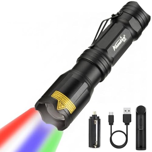  X004 Multicolor Flashlight Red Light Green Light USB Rechargeable Blue Light 