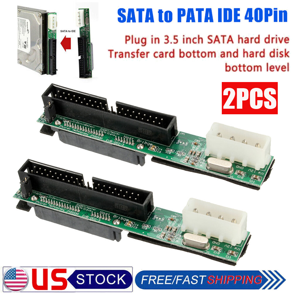 2Pcs Serial ATA SATA to IDE/PATA 40 Pin Converter 3.5" Adapter Card PC HDD CD