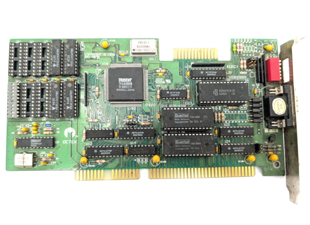 Trident TMI 4820 TVGA8900B Chip VGA ISA 16-Bit 1MB GPU Vintage Video Card