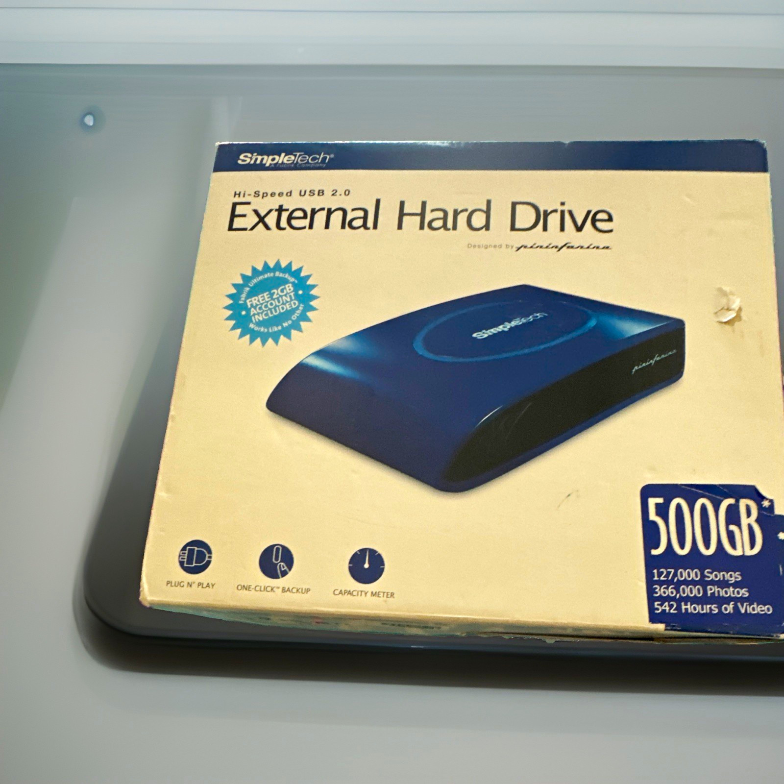 SimpleTech SimpleDrive 500GB USB 2.0 External HDD Blue w/ Capacity Meter