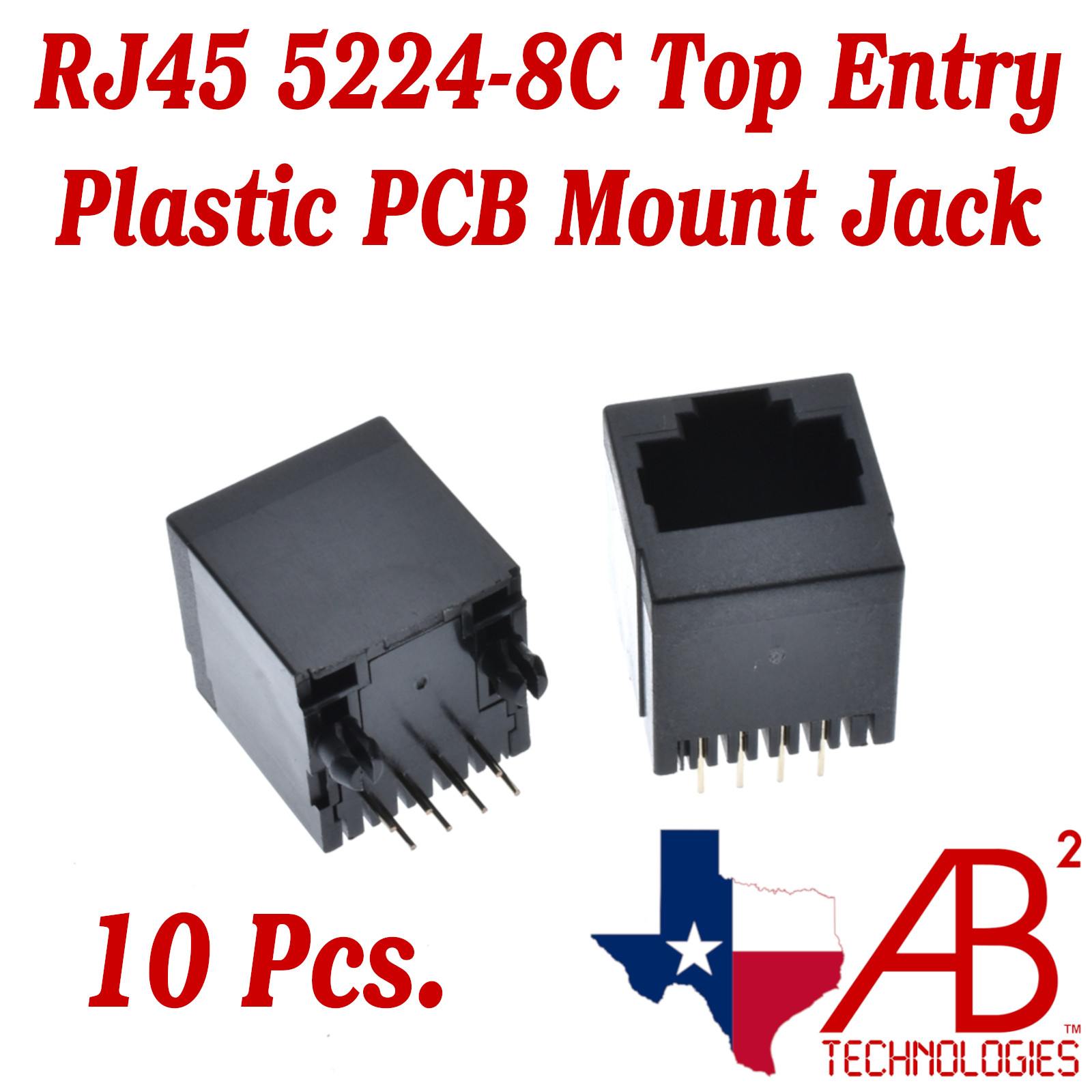 10 Pcs RJ45 5224-8C Top Entry Plastic PCB Mount Modular Network Jack