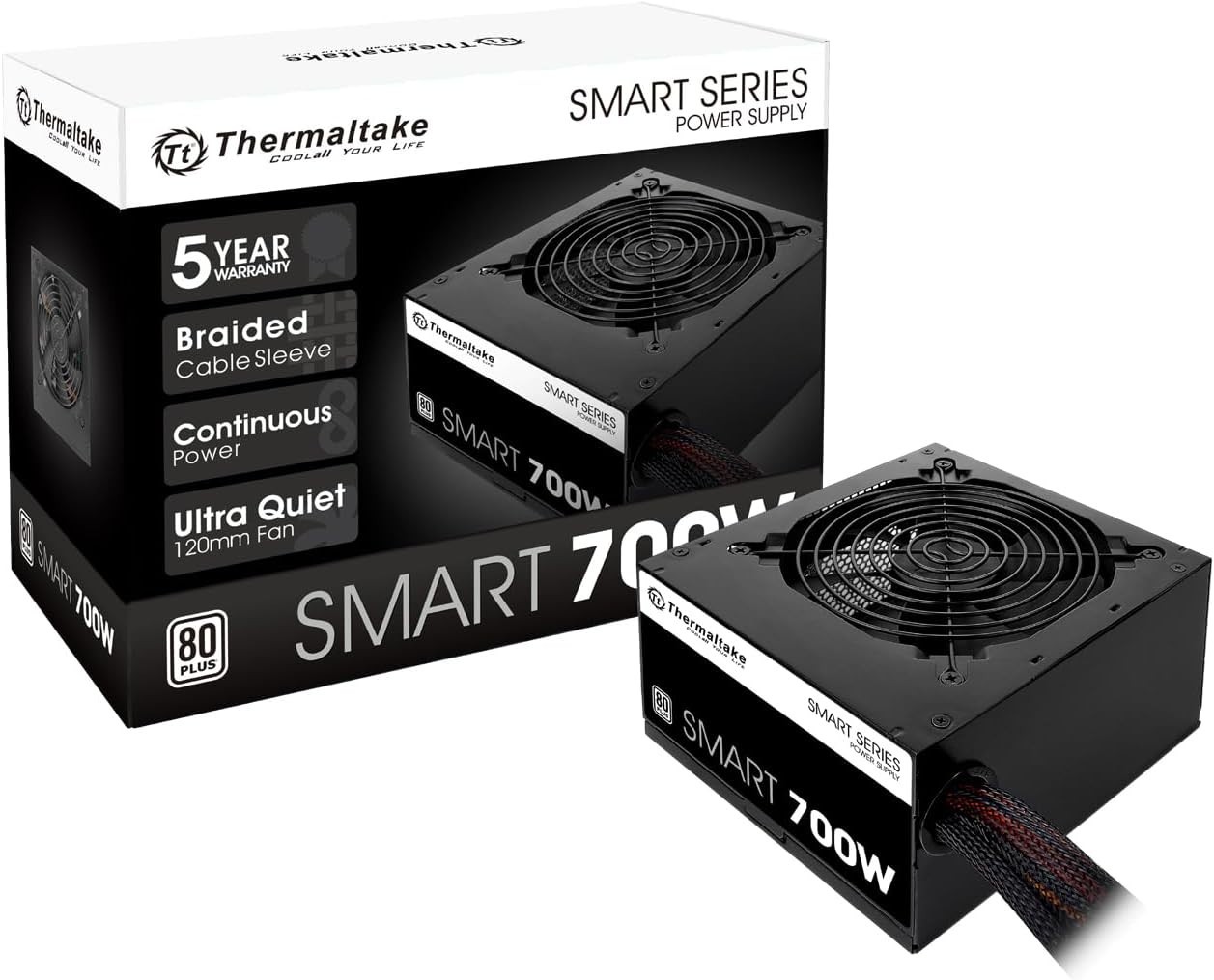 Thermaltake Smart SPD-0700NP 700W ATX Power Supply Black 120mm Ultra Quiet Fan