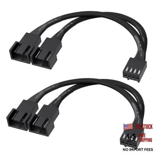 2-Pack 2 Way 4-Pin PWM Fan Splitter Cable, 4 inches - PC Fan Splitter 1 to 2
