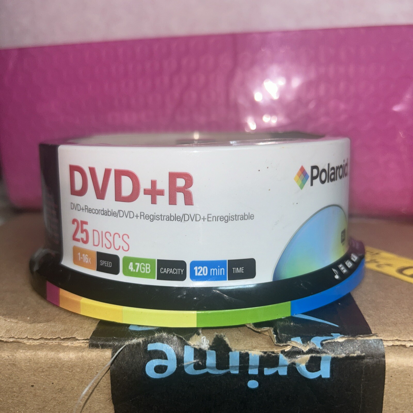 Polaroid DVD+R 25 Discs 1-16x 4.7GB 120min New