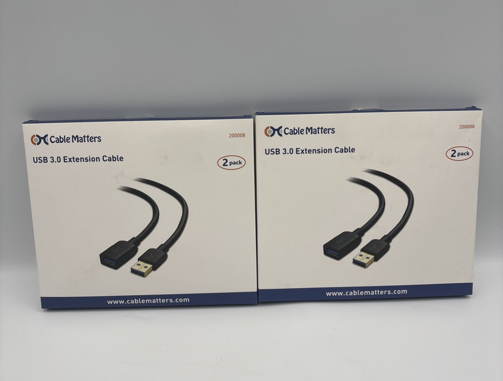 2 PACK - Cable Matters USB 2.0 to Extension Cable 3ft/0.9m  Adapter 200002-3x3