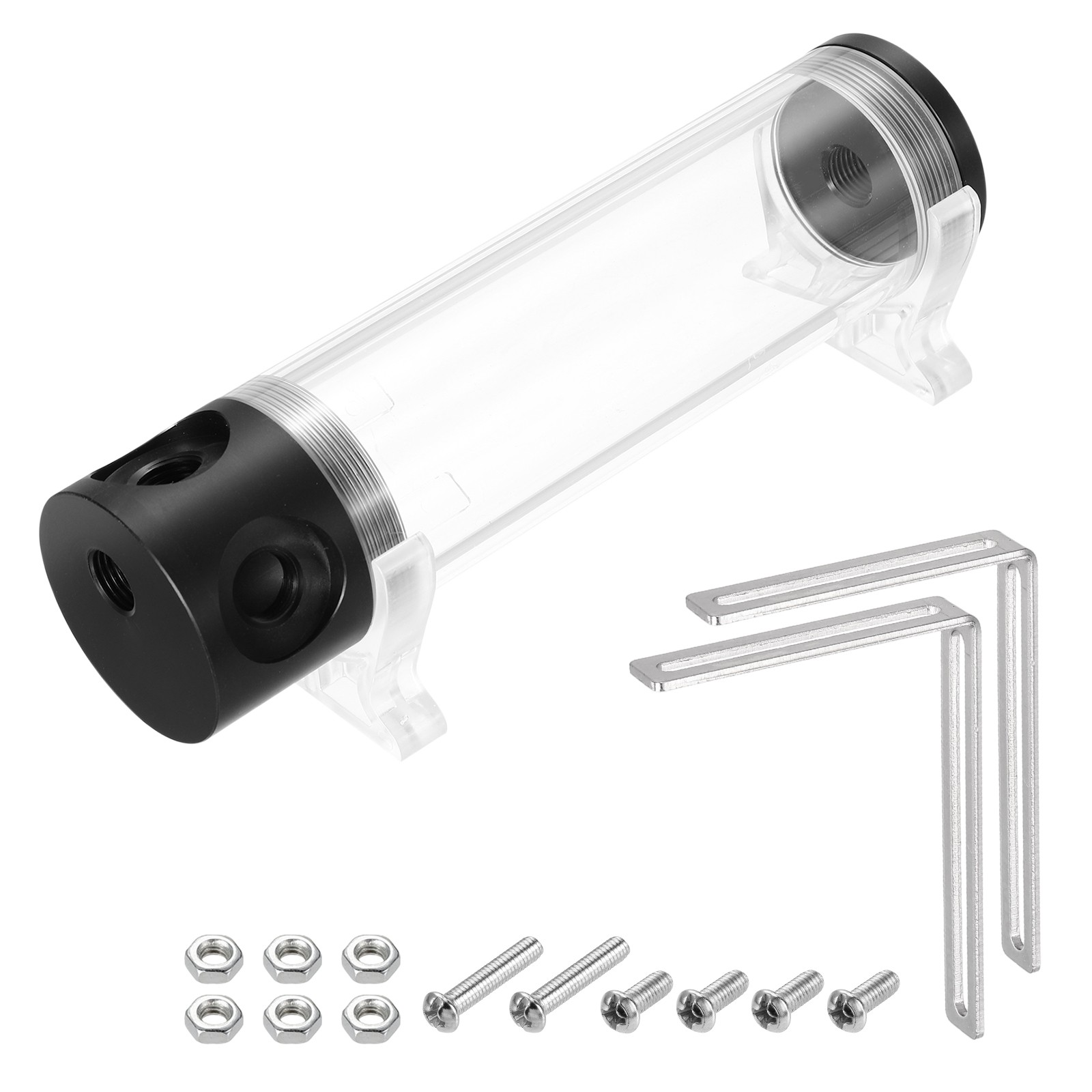 Cylinder Water Cooling Tank Reservoir G1/4 Thread 50mm x 190mm 1 in 3 Out