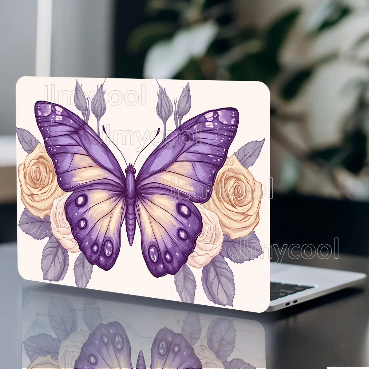 2 Pieces Set Vinyl Laptop Case Flower and Butterfly Sticker Scratch Resistant