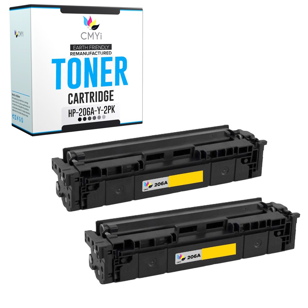 2-Pack CMYi Replacement 206A Yellow Cartridges for HP Color LaserJet Pro M255dn