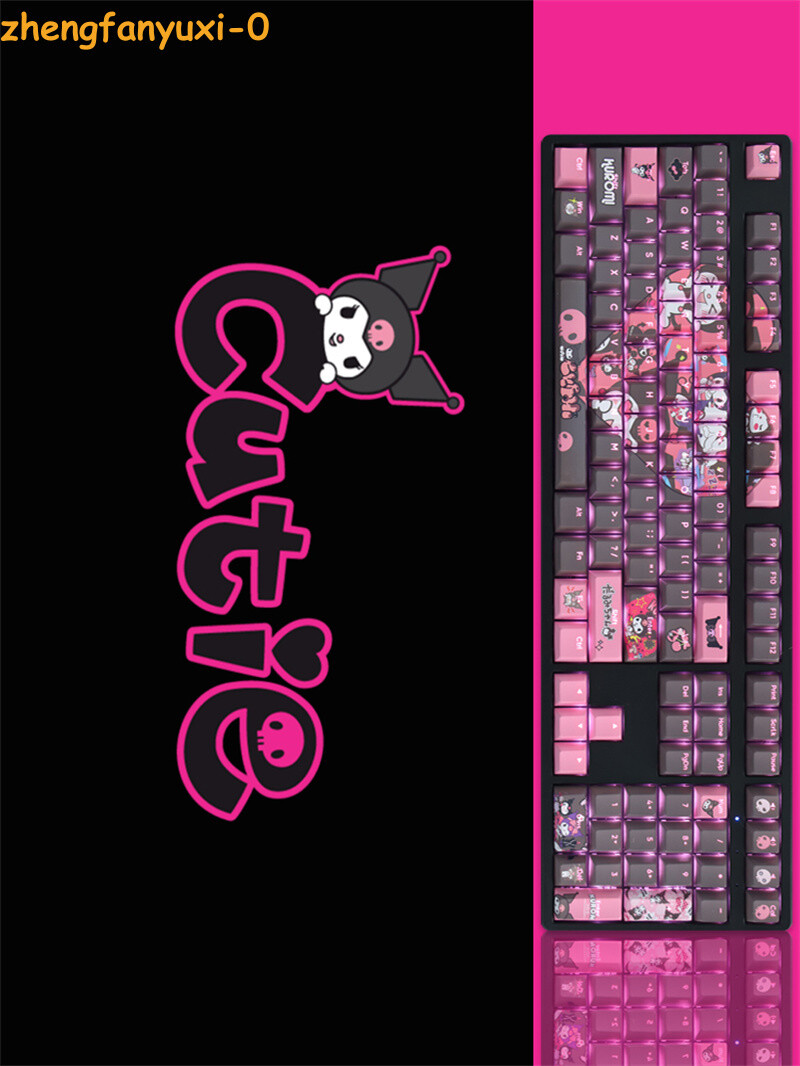 108Keys Cute Kuromi Transparent PBT OEM Keycaps Full Set For Mechanical Keyboard