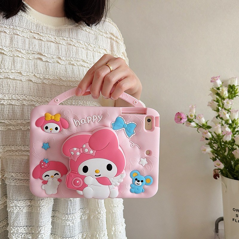 My Melody Silica Gel Pen 360°Rotating Bracket TabletCase For Apple iPad mini1234