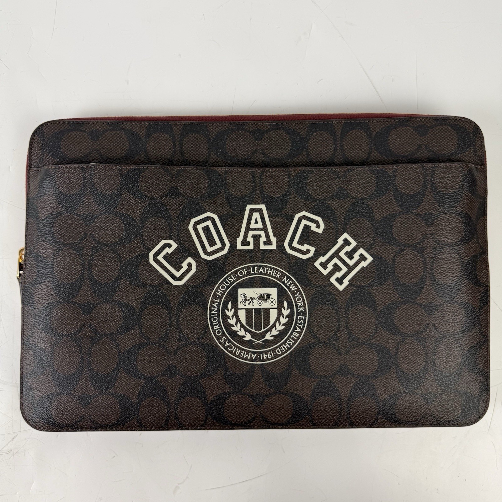 Coach Brown Leather Padded Sleeve Case for 15" Laptop All-Over Pattern