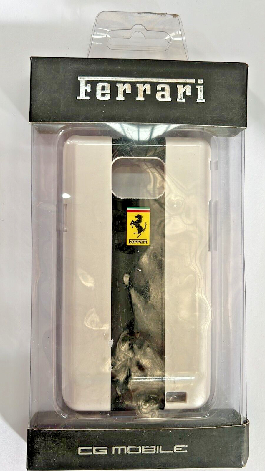 Ferrari CG MOBILE - REAL LEATHER CASE WITH FLAP FOR SAMSUNG GALAXY  S2- WHITE