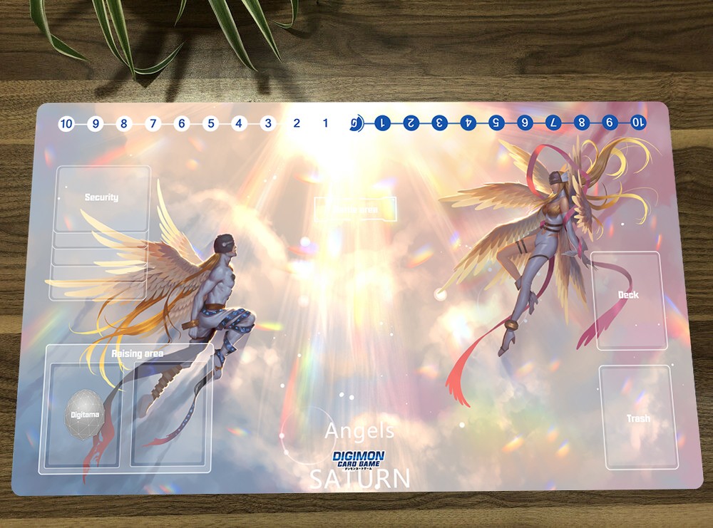 Digimon Playmat ANGEMON & ANGEWOMON  TCG CCG Pad Trading Card Game Mat Mousepad