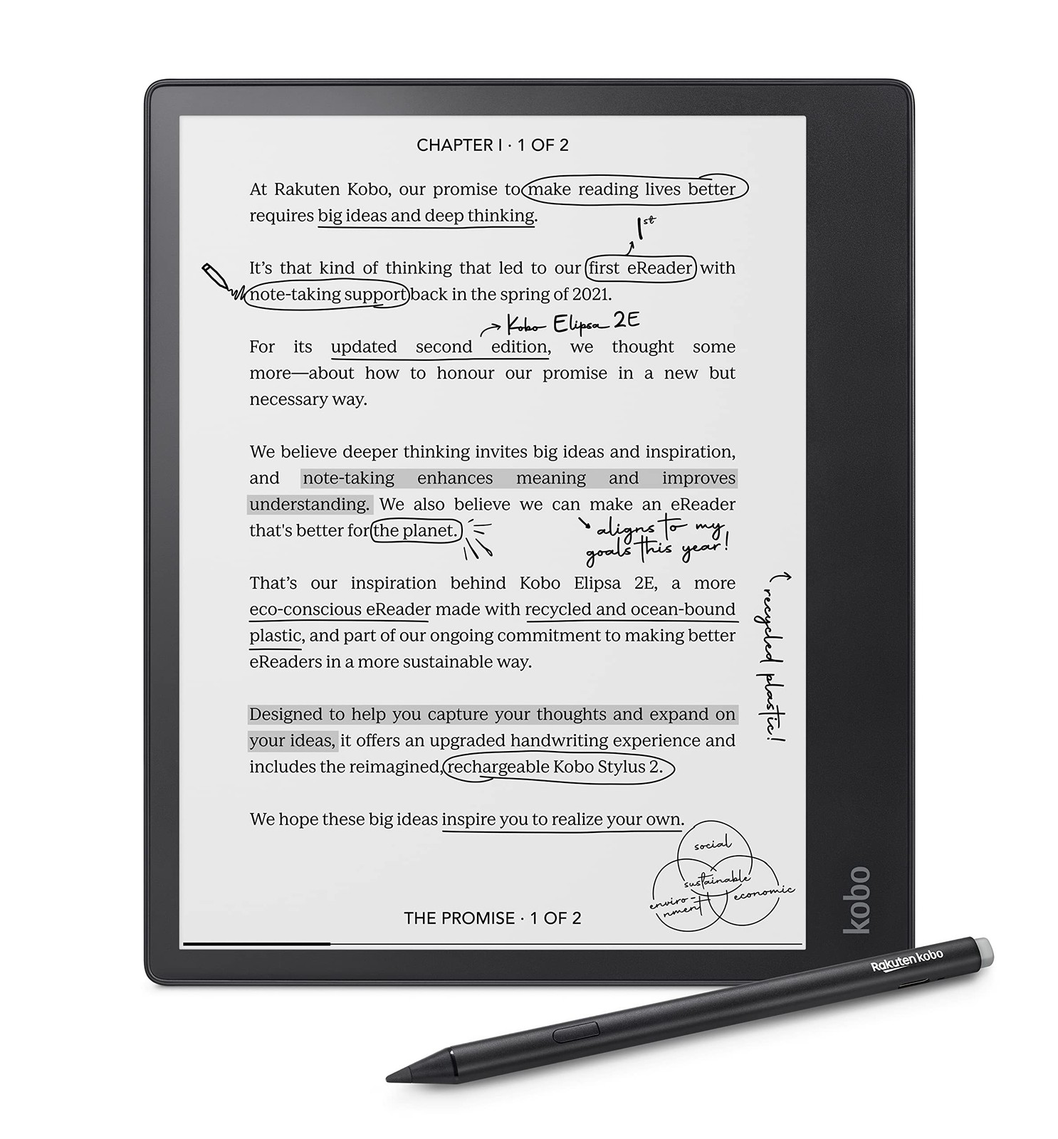 Kobo Elipsa 2E | eReader | 10.3” Glare-Free Touchscreen with ComfortLight