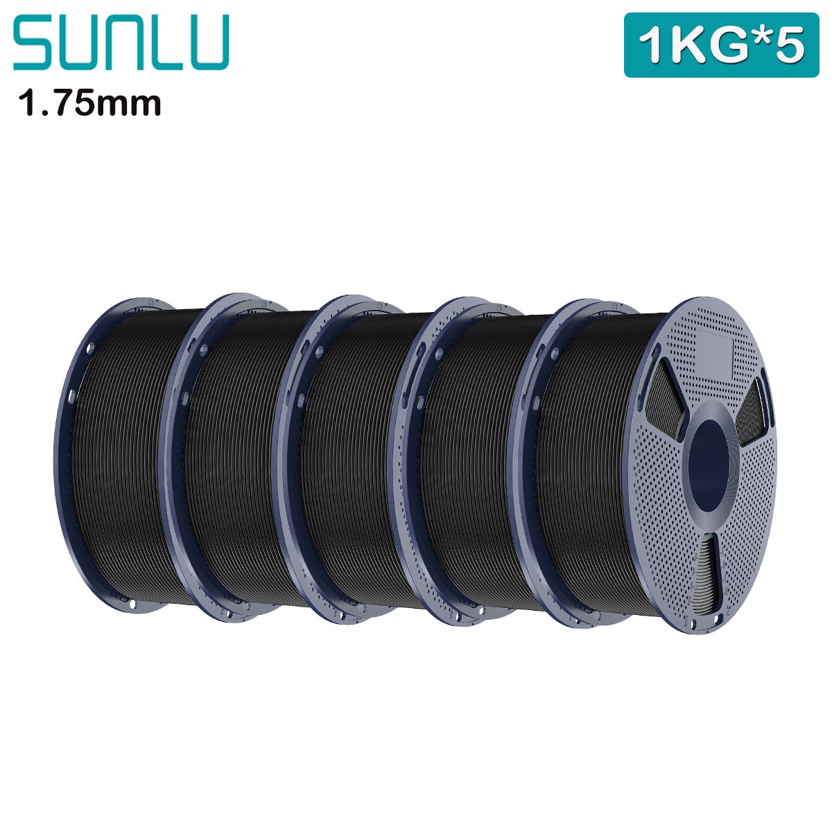SUNLU 5x1KG PETG 3D Printer Filament 1.75mm PETG 5 Rolls +/-0.02mm No Bubbles