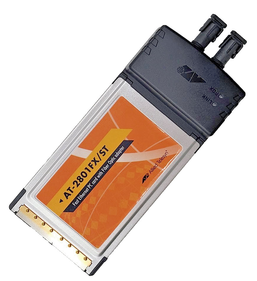 Allied Telesyn AT-2801FX/ST Ethernet PC Card w/ Fiber Optic Adapter
