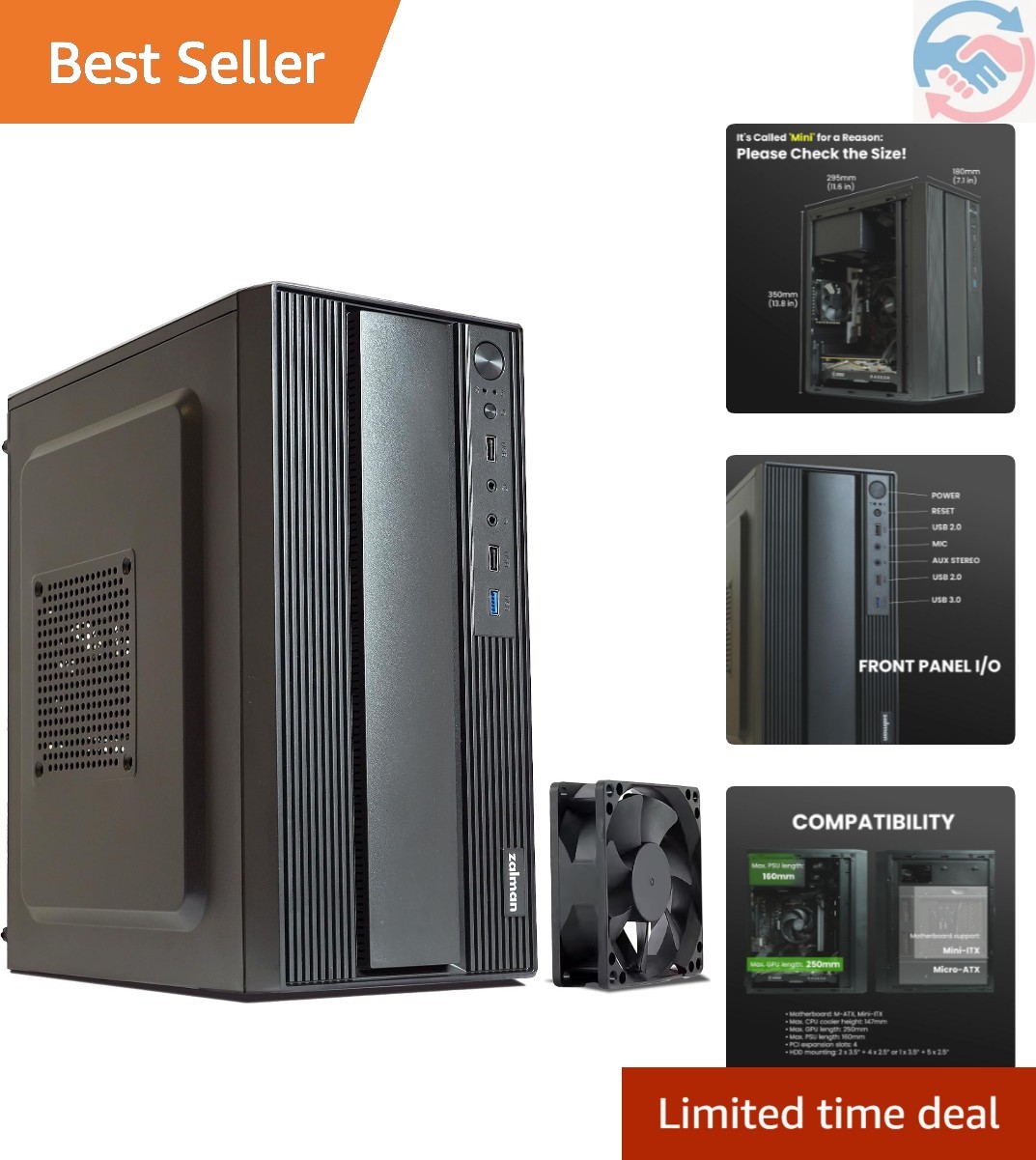 T6 MINI M-ATX Micro-ATX Slim Compact Desktop PC Case with 80mm Fan