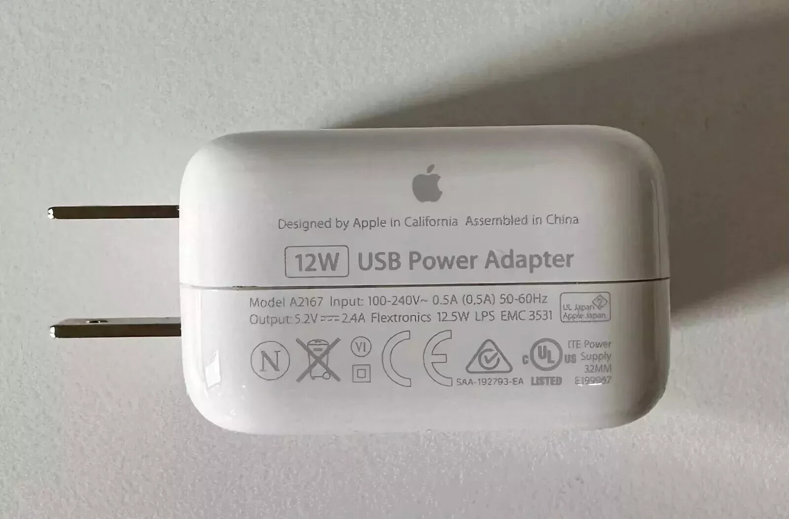  Genuine 12W 5.2V 2.4A USB APPLE Power Adapter Charge for iPhone iPad