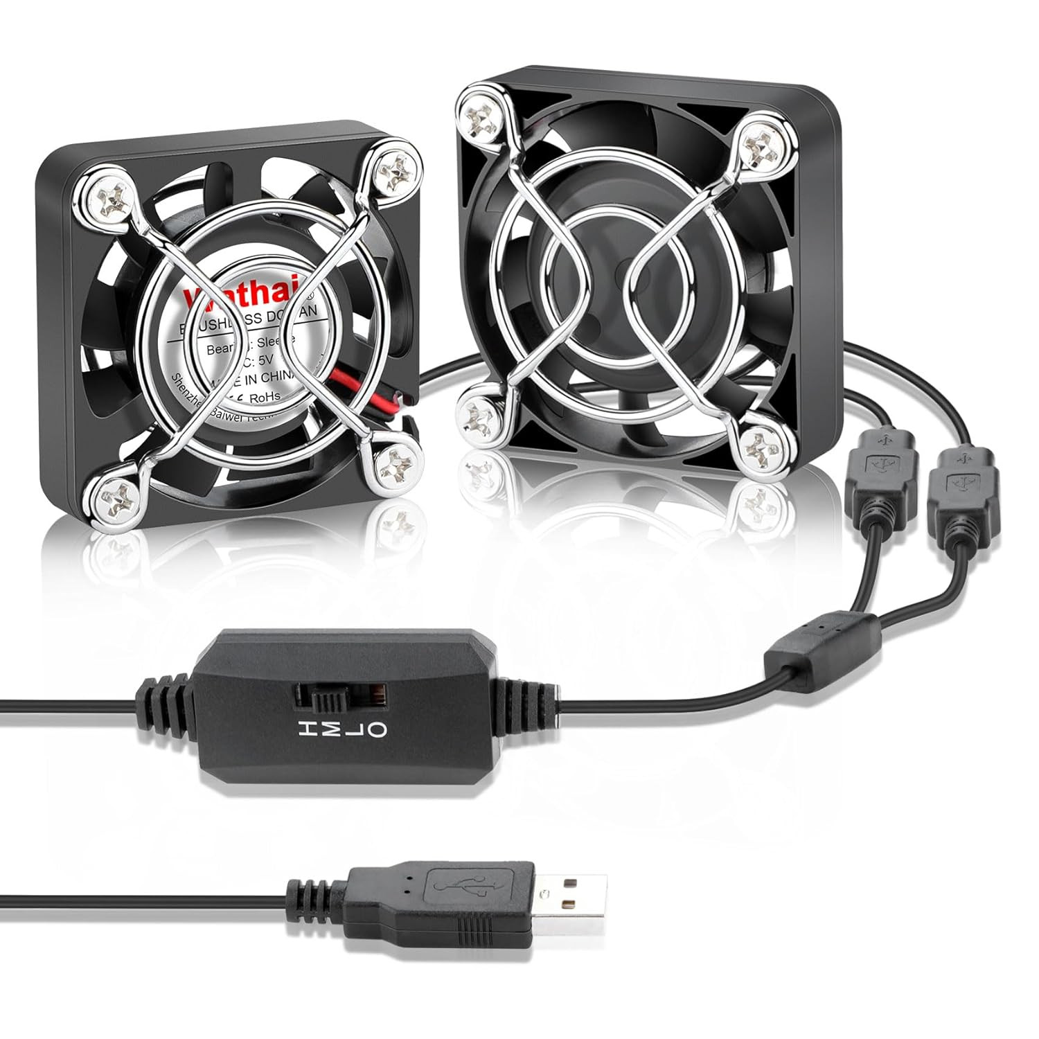 Wathai 2Pcs 40Mm USB Cooling Fan 5V 4010 Mini PC Fan with Speed Controller