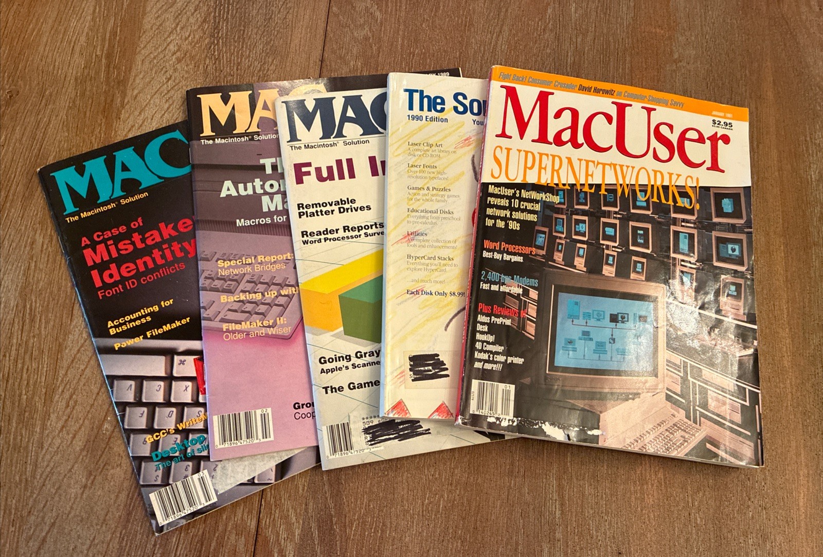 Lot Of 5 VTG Magazines: 3 Macazine 89, MacUser 91, The Somak Collection Catalog