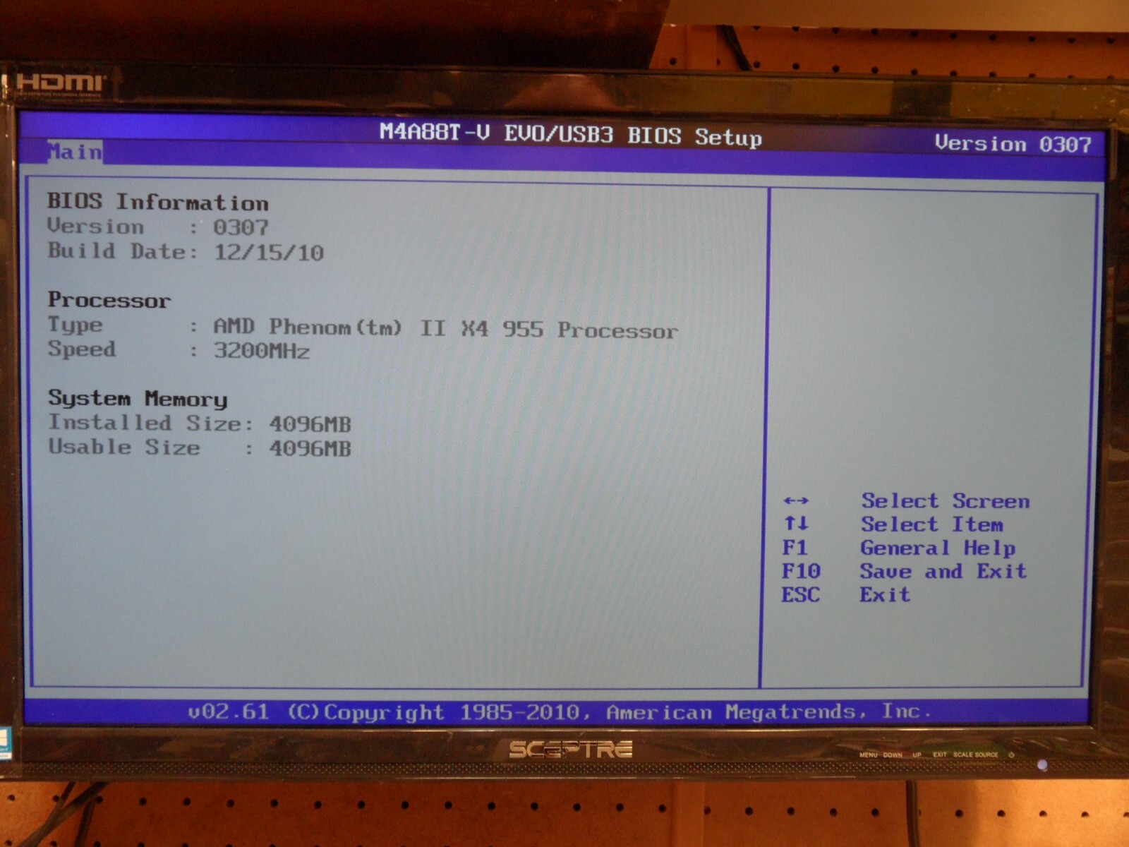 M4A88T-V EVO/USB3 Motherboard With AMD Phenom II X4 955 CPU and 4 Gb AM3