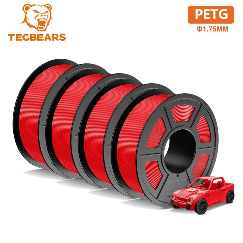 TECBEARS 4KG PETG Red 3D Printer Filament Consumables 1.75mm NO Tangle Neatly