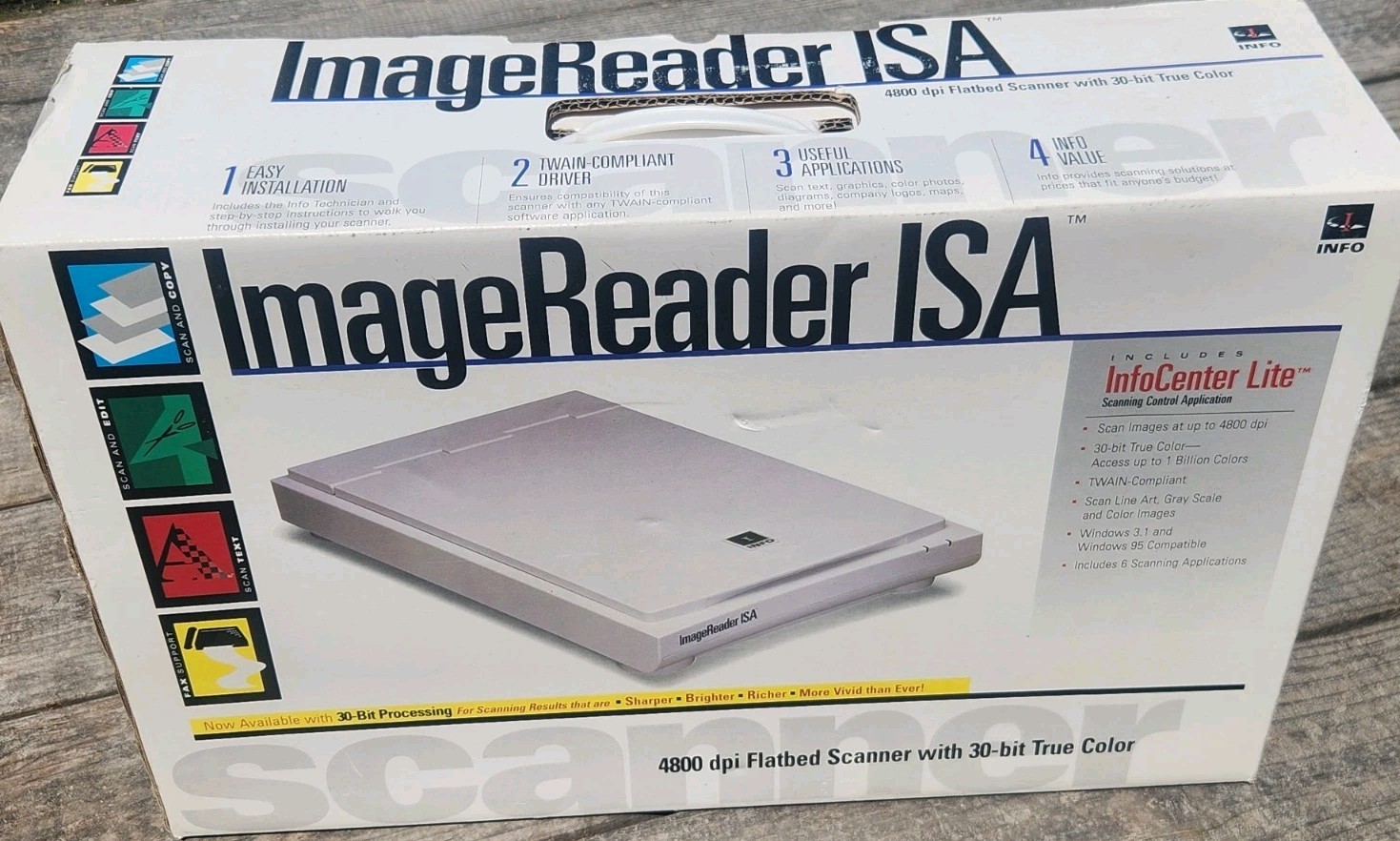 NEW OLD STOCK VTG InfoCenter ImageReader ISA Scanner 4800 Dpi Flatbed Scanner 