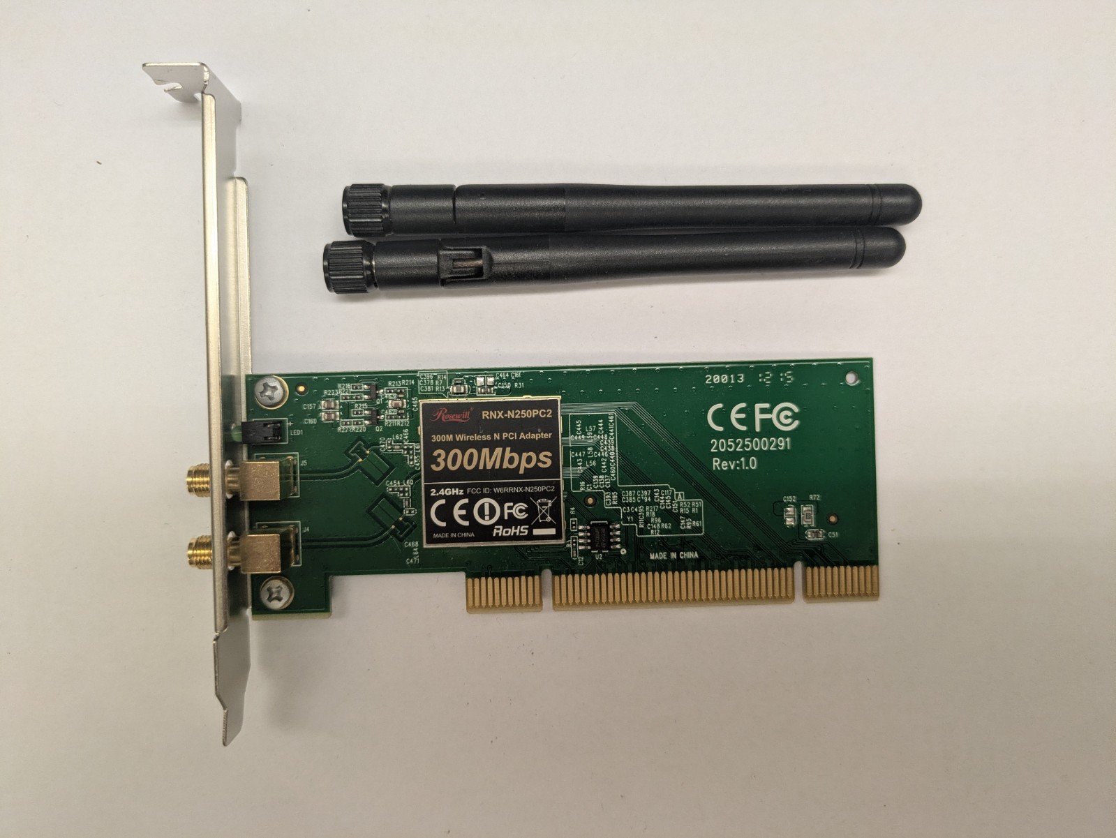 Rosewill RNX-N250PC2 300Mbps Wireless N PCI Adapter 2.4GHz Wi-Fi Card w/Antennas