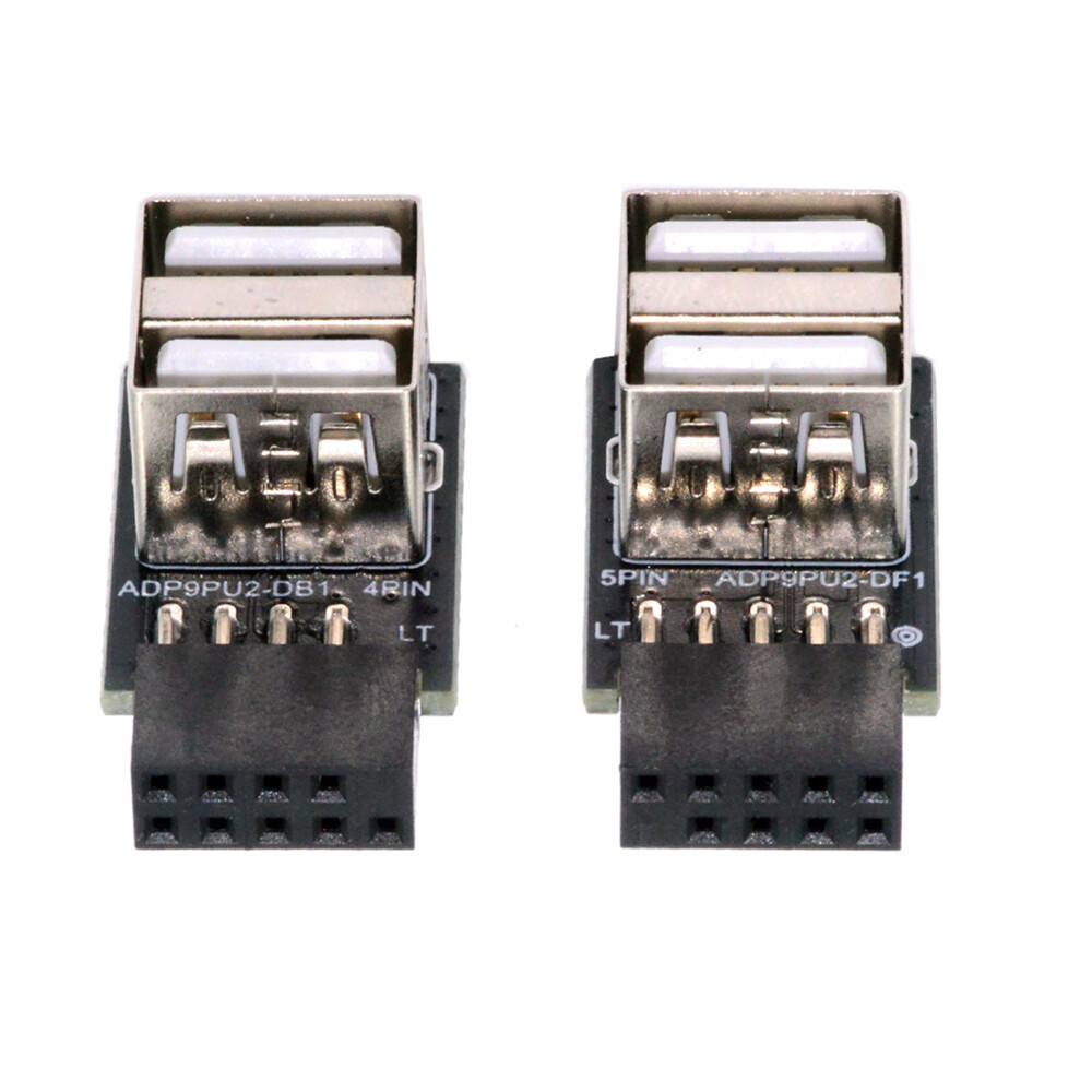 Cablecy 2pcs/lot 9Pin 10Pin Motherboard Female Header to Dual USB 2.0 Adapter
