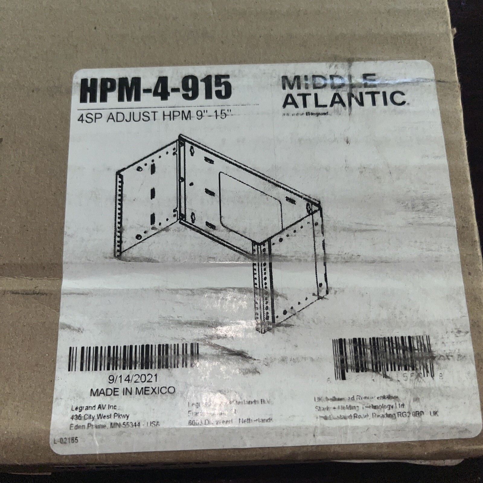 Middle Atlantic HPM-4-915  4-Space (7") Hinged Panel Wall Mount - NEW