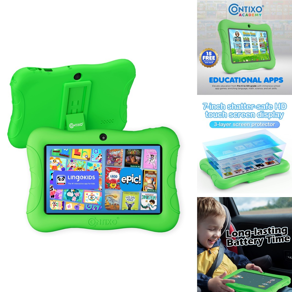 Contixo 7" Kids Tablet Green 32GB Android V9-3-32