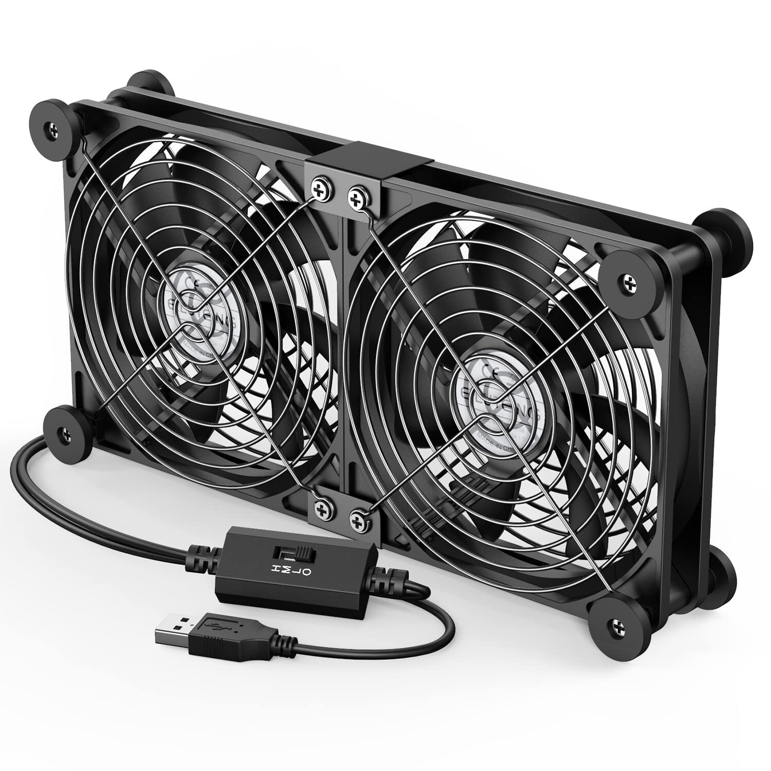 ELUTENG Dual USB Computer Cooling Fan High Speed 120mm Computer Fan Adjustabl...