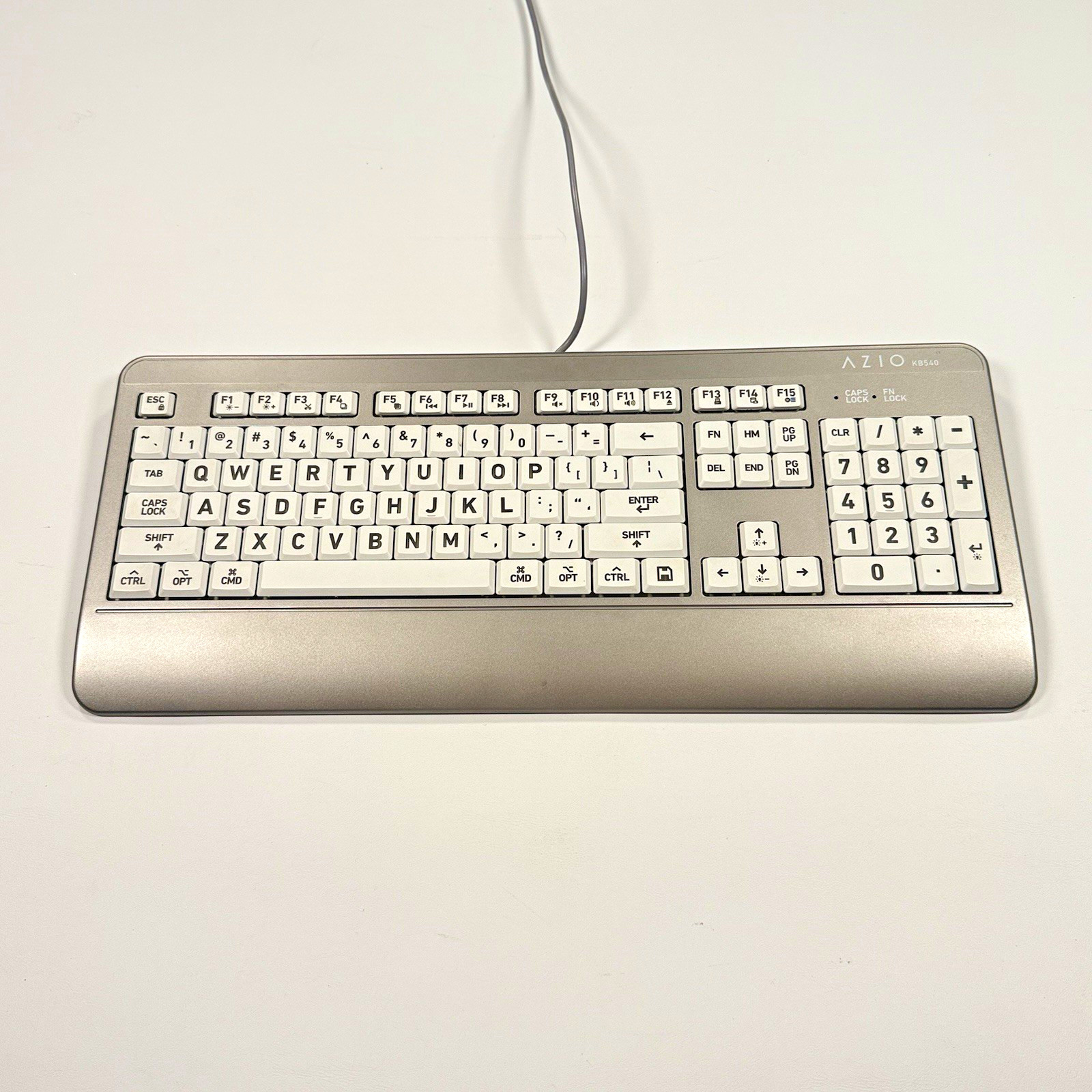 AZIO KB540 Wired Water Resistant Aluminum Keyboard, Silver English QWERTY