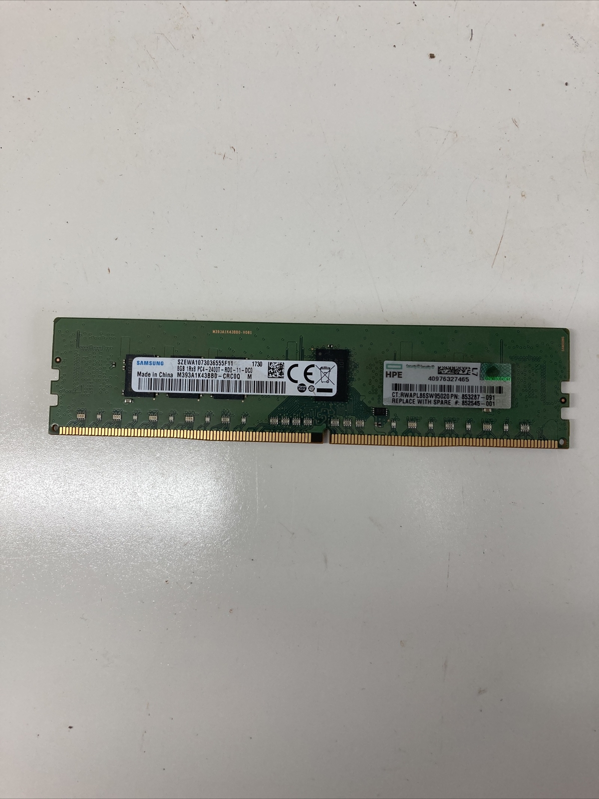 HP 852545-001 8GB ECC DDR4-2400T-R RDIMM MEMORY MODULE FOR PROLIANT
