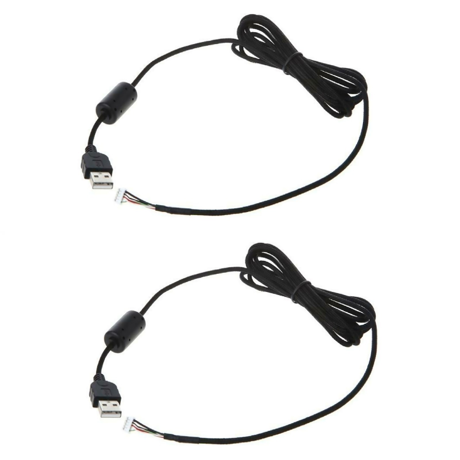 2Pcs Black 2.2m Mouse Mice USB Braided Cable Line Wire For Logitech G500 G500S'