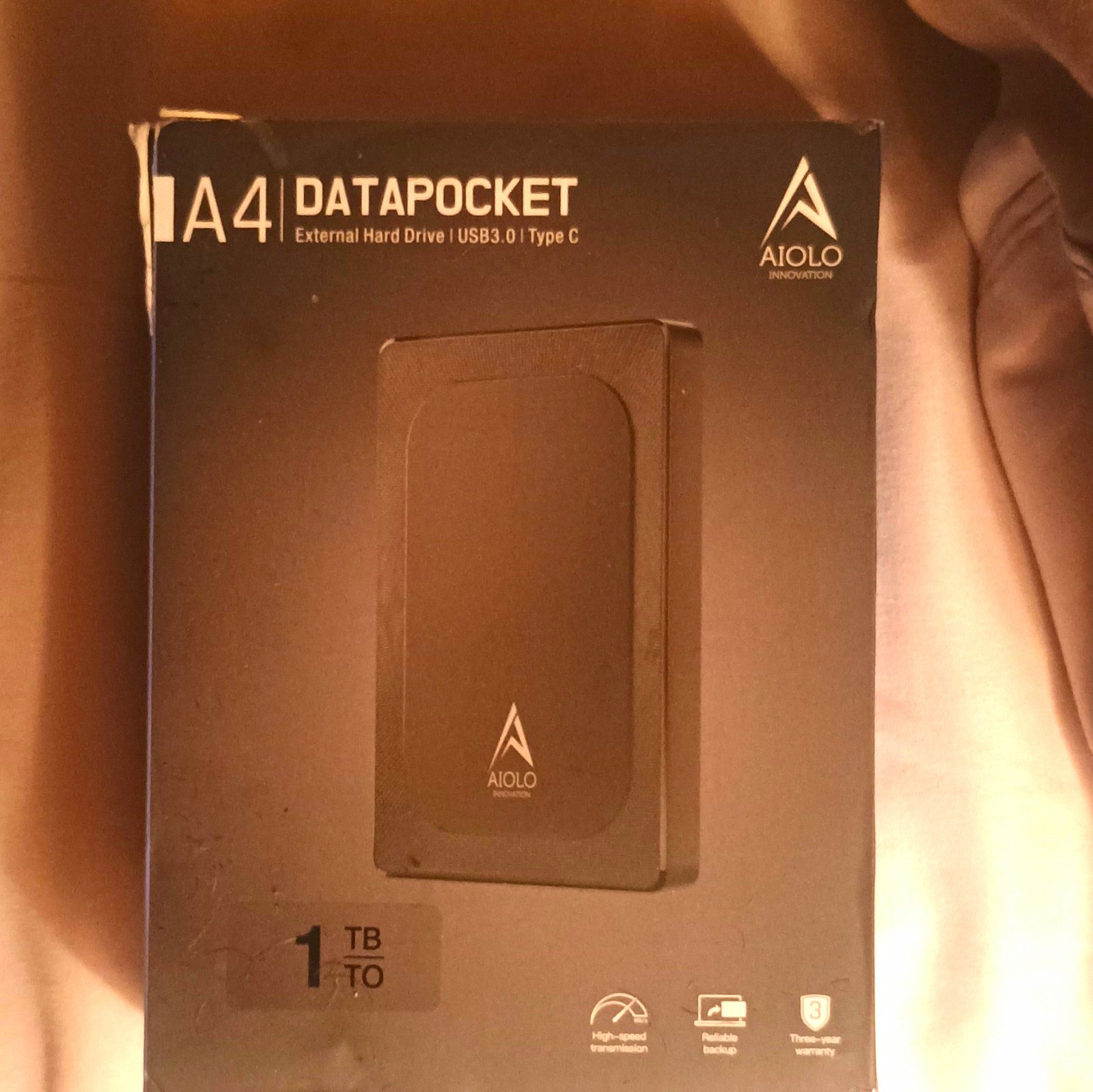 AIOLO A4 DATAPOCKET 1TB External HDD USB 3.0/USB-C Plug & Play Black