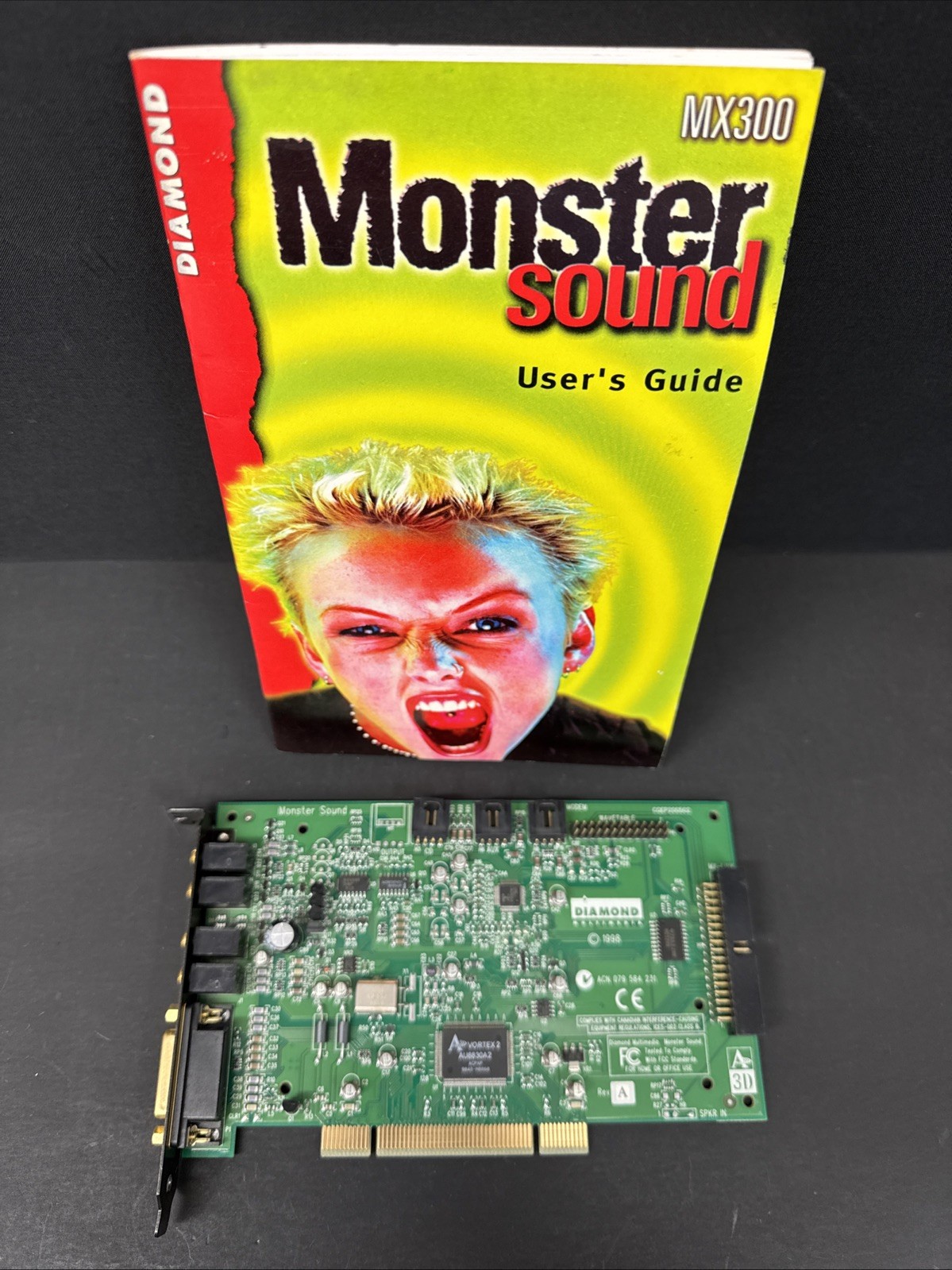 Diamond Monster Sound MX300 Aureal Vortex 2 PCI Sound Card w/ Manual Untested