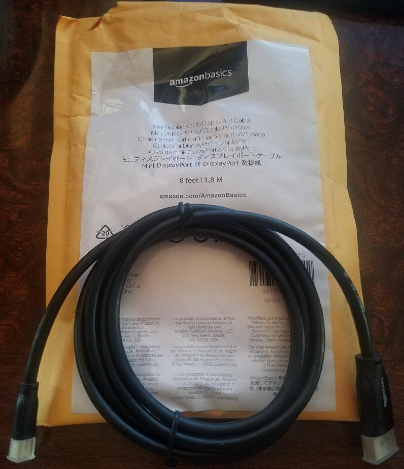 Amazon Basics mini-DisplayPort to DisplayPort cable 6ft (Opened but Never Used)