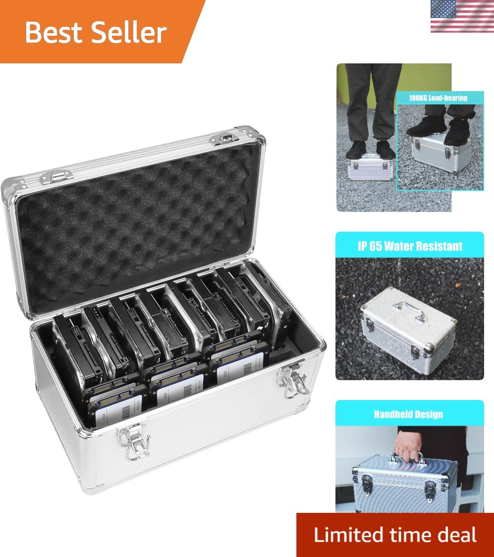 B86 Portable 14-Slot HDD Storage Box:  Waterproof & Shockproof Protection
