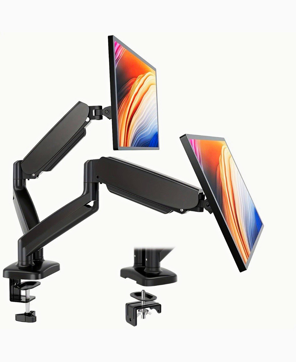Dual Monitor Gas Spring Desk Mount VESA 75x75/100x100 Tilt Rotate Black
